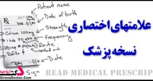 علامتهای اختصاری نسخه پزشک